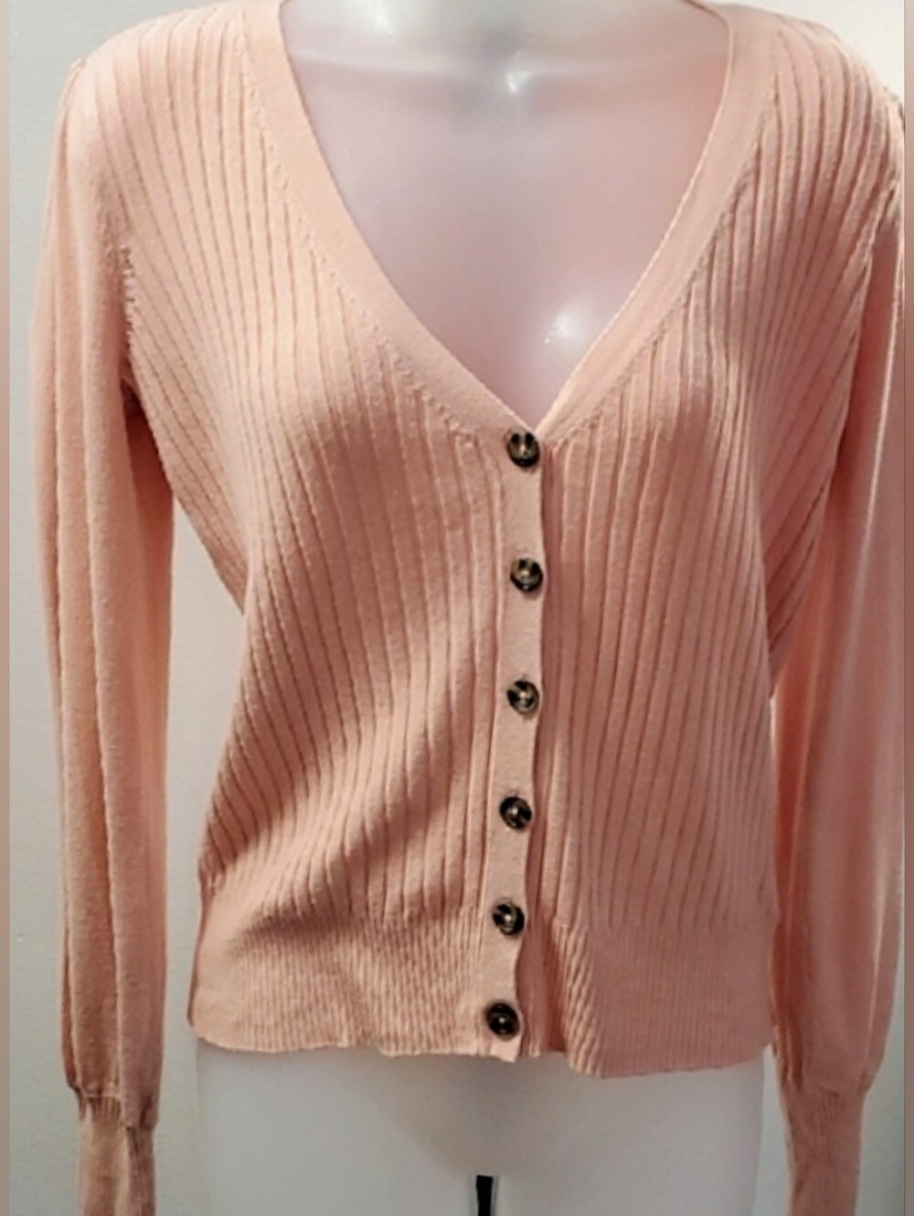 Marled V-Neck Pink Button-Up Cardigan